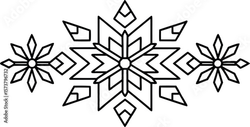 Set Of Snowflakes Linear Vector Geometric Sn Vector Illustration