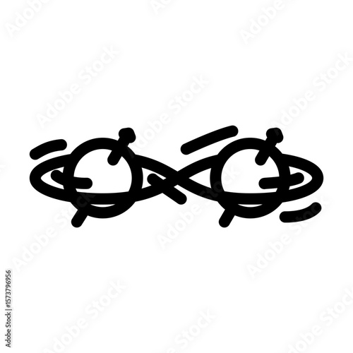 entanglement between two particles line icon vector illustration