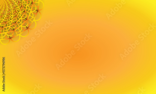 Yellow Spiral Mandala Ornament on Bright Gradient Background – Abstract Floral Corner Design