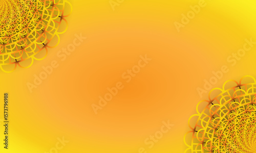 Yellow Spiral Mandala Ornament on Bright Gradient Background – Abstract Floral Corner Design
