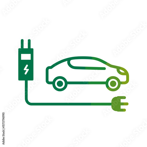 electric car is charging vector icon