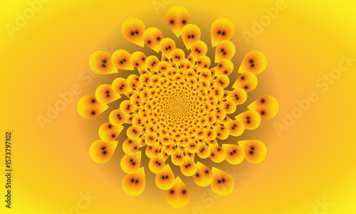 Yellow Spiral Mandala Ornament on Bright Gradient Background – Abstract Floral Corner Design