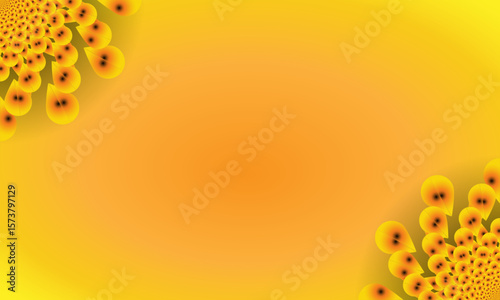 Yellow Spiral Mandala Ornament on Bright Gradient Background – Abstract Floral Corner Design