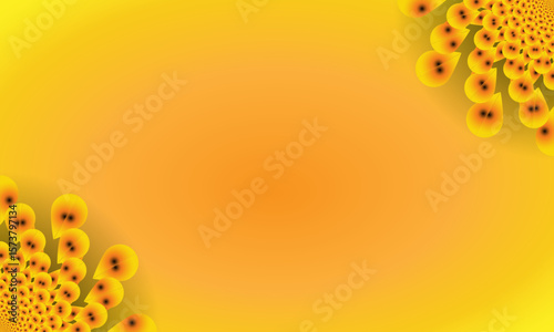 Yellow Spiral Mandala Ornament on Bright Gradient Background – Abstract Floral Corner Design