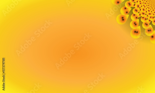 Yellow Spiral Mandala Ornament on Bright Gradient Background – Abstract Floral Corner Design