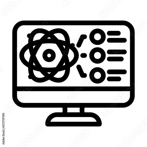 simulator quantum computer line icon vector illustration