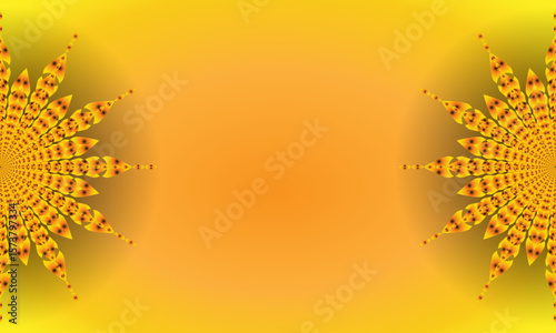 Golden Spiral Mandala on Yellow Gradient Background – Abstract Floral Design on Left Side