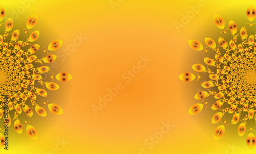 Golden Spiral Mandala on Yellow Gradient Background – Abstract Floral Design on Left Side
