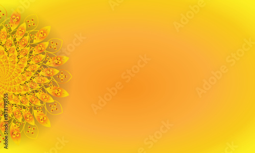 Abstract Floral Mandala Frame on Yellow Gradient Background – Decorative Border Design