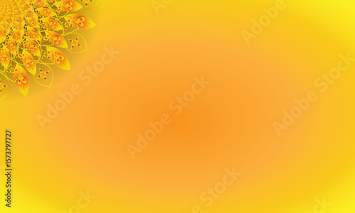 Yellow Spiral Mandala Ornament on Bright Gradient Background – Abstract Floral Corner Design