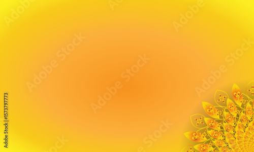 Yellow Spiral Mandala Ornament on Bright Gradient Background – Abstract Floral Corner Design