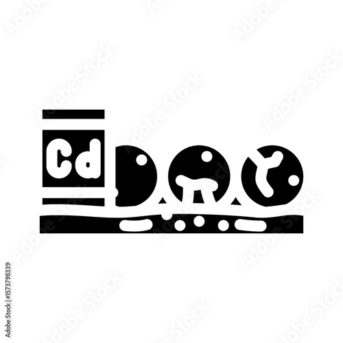 leaking barrels cadmium contaminating soil glyph icon vector illustration