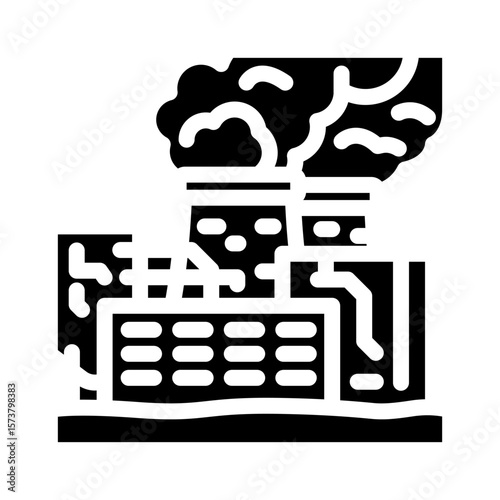 lead smelter emitting toxic fumes air glyph icon vector illustration