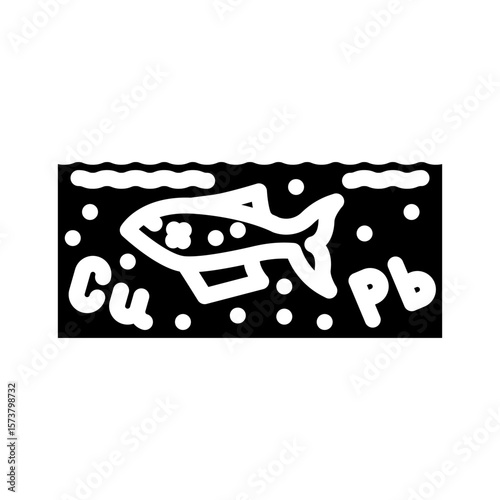 fish death lake due high concentrations copper lead glyph icon vector illustration