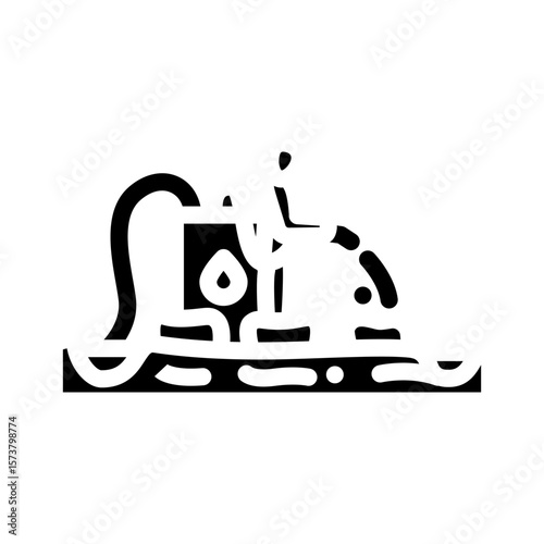 farmers using water contaminated metals for irrigation glyph icon vector illustration