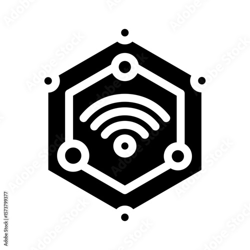 wi fi connected glyph icon vector illustration