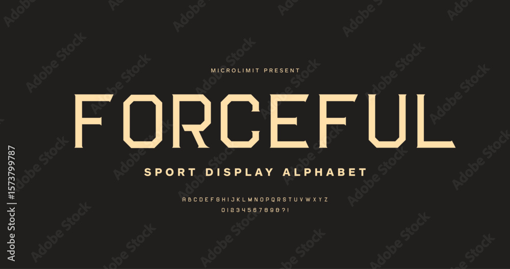Obraz premium Forceful: a strong varsity-style font with bold American sport flair. Classic collegiate lettering perfect for athletic branding, merchandise, and urban graphic projects.