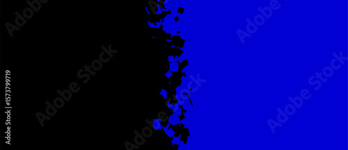 Black-blue split with geometric shapes