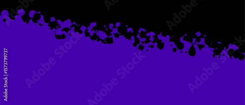 Abstract black shapes transition to solid violet background