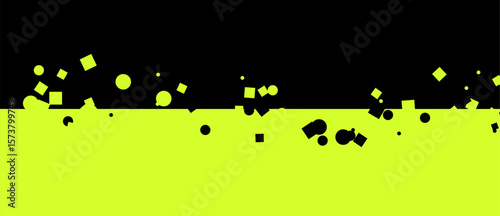 Geometric composition black backdrop, chartreuse field, shapes