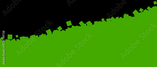 Green plane emerges from black with scattered cubes on the edge