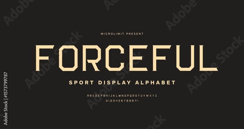 Forceful: a strong varsity-style font with bold American sport flair. Classic collegiate lettering perfect for athletic branding, merchandise, and urban graphic projects.