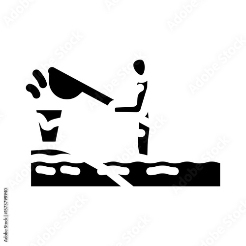 person cleaning up an oil spill glyph icon vector illustration
