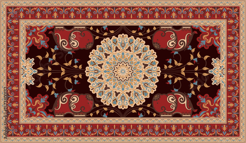 Red Persian rug with elephant pattern, vintage rug