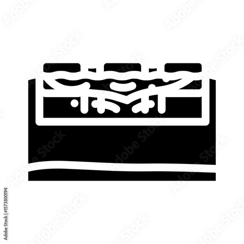 floating booms around an oil spill glyph icon vector illustration