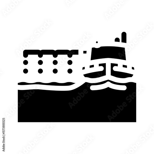 dispersant being sprayed ocean glyph icon vector illustration
