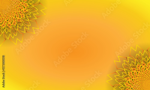 Yellow Spiral Mandala Ornament on Bright Gradient Background – Abstract Floral Corner Design