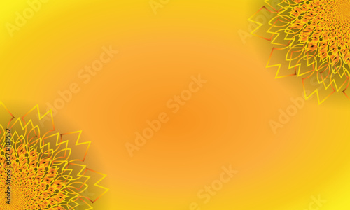 Yellow Spiral Mandala Ornament on Bright Gradient Background – Abstract Floral Corner Design