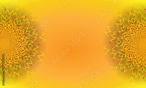 Golden Spiral Mandala on Yellow Gradient Background – Abstract Floral Design on Left Side