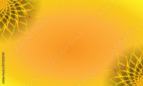 Yellow Spiral Mandala Ornament on Bright Gradient Background – Abstract Floral Corner Design