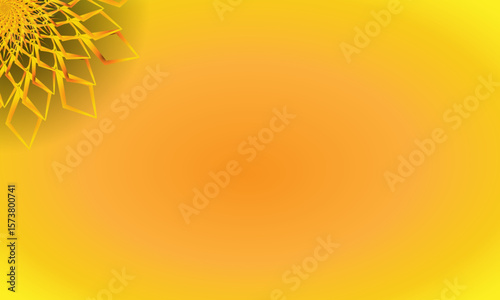 Yellow Spiral Mandala Ornament on Bright Gradient Background – Abstract Floral Corner Design