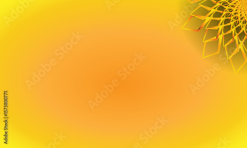 Yellow Spiral Mandala Ornament on Bright Gradient Background – Abstract Floral Corner Design