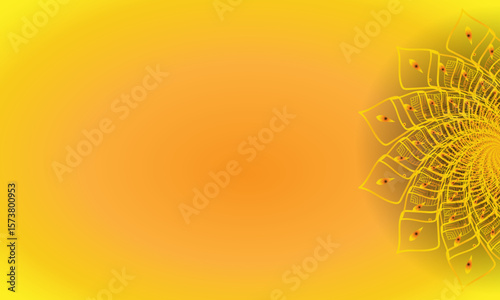 Abstract Floral Mandala Frame on Yellow Gradient Background – Decorative Border Design