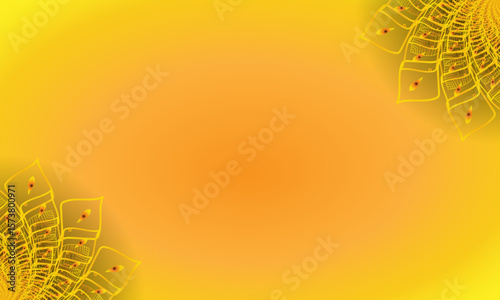 Yellow Spiral Mandala Ornament on Bright Gradient Background – Abstract Floral Corner Design