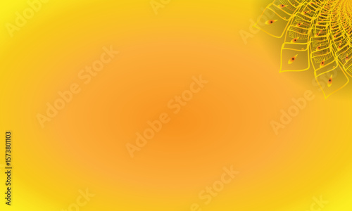 Yellow Spiral Mandala Ornament on Bright Gradient Background – Abstract Floral Corner Design