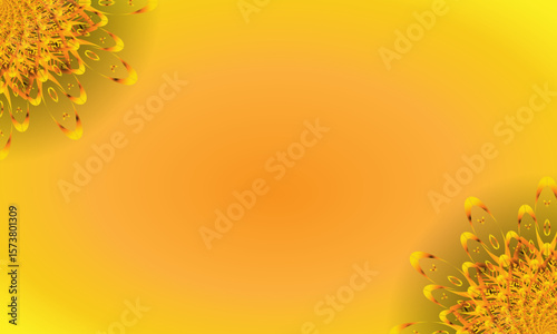 Yellow Spiral Mandala Ornament on Bright Gradient Background – Abstract Floral Corner Design