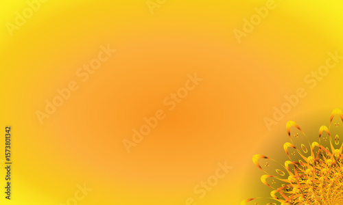 Yellow Spiral Mandala Ornament on Bright Gradient Background – Abstract Floral Corner Design