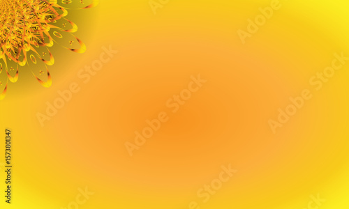 Yellow Spiral Mandala Ornament on Bright Gradient Background – Abstract Floral Corner Design