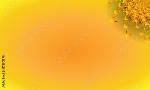 Yellow Spiral Mandala Ornament on Bright Gradient Background – Abstract Floral Corner Design