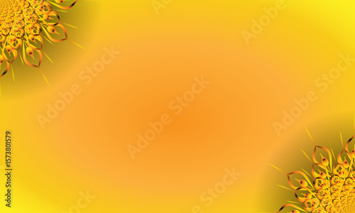 Yellow Spiral Mandala Ornament on Bright Gradient Background – Abstract Floral Corner Design