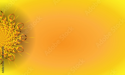 Abstract Floral Mandala Frame on Yellow Gradient Background – Decorative Border Design