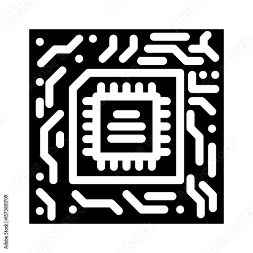 circuit board quantum computer glyph icon vector illustration