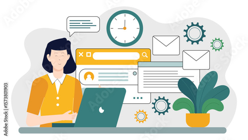 Product designer building wireframe prototype flat vector illustration