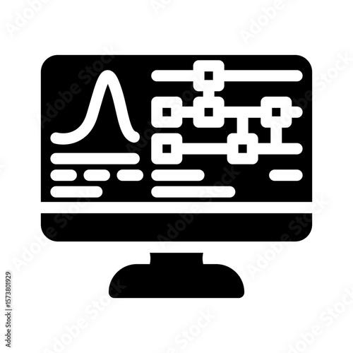 algorithm screen quantum computer glyph icon vector illustration