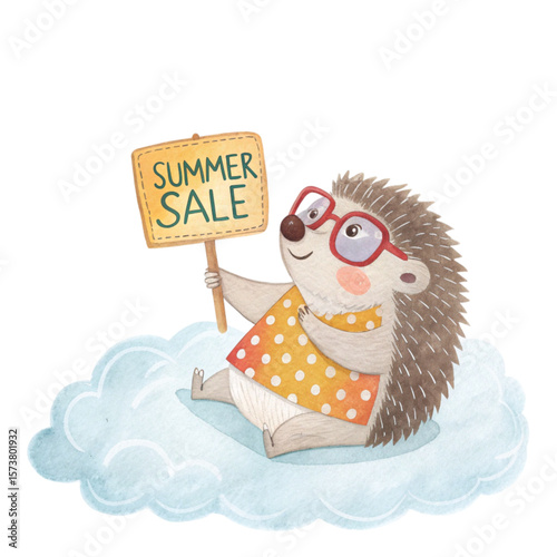 Cute Animal in Hawaiian Outfit on a Cloud  Sunglasses Summer Sale 