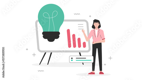 Startup founders analyzing product-market fit flat vector illustration